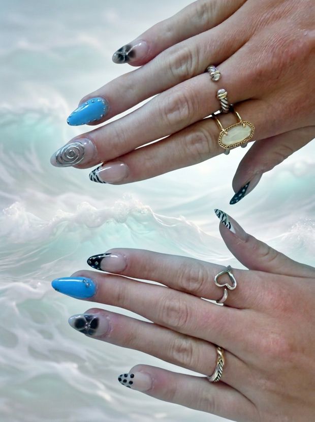 Hand-painted nail art by Ayla Adorno
