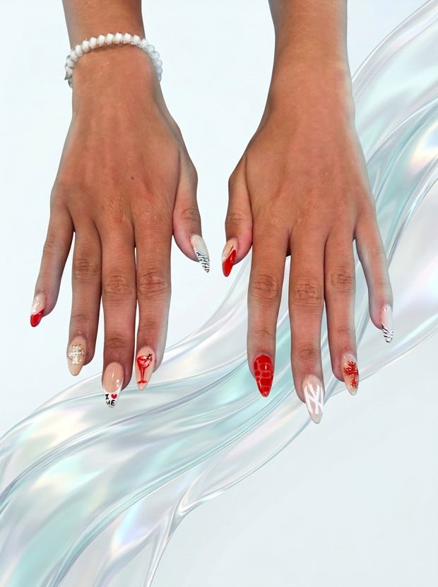 Hand-painted nail art by Ayla Adorno